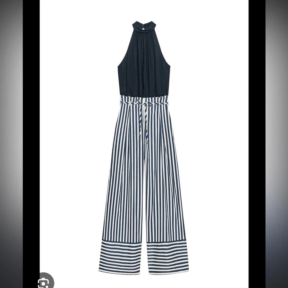 ZARA LINEN BLEND LONG JUMPSUIT